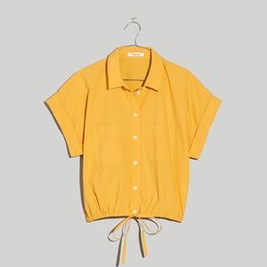 Madewell Yellow Drawstring Poplin Shirt
